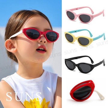 【SUNS】兒童折疊偏光墨鏡 TR90韓版貓眼造型 2~8歲適用 抗UV400 (23055)
