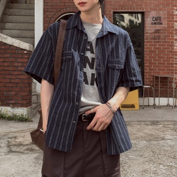 【Metanoia】🇰🇷韓製 古巴領條紋短袖襯衫