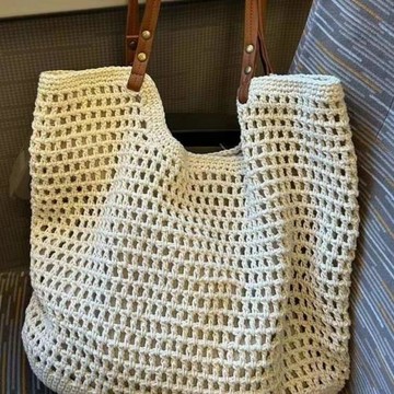 2025新款網格針織旅游通勤單肩包旅行風大容量腋下包女