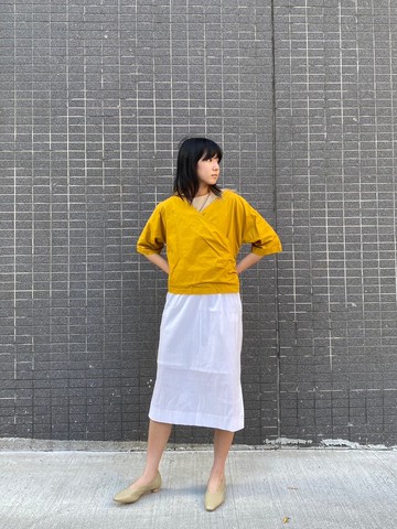 交疊針織綁帶上衣