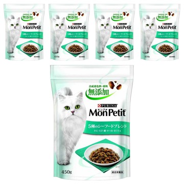 MonPetit 貓倍麗 成貓 乾飼料  450g  5包  鮪魚 + 鰹魚 + 鯛魚 + 蝦 + 蟹