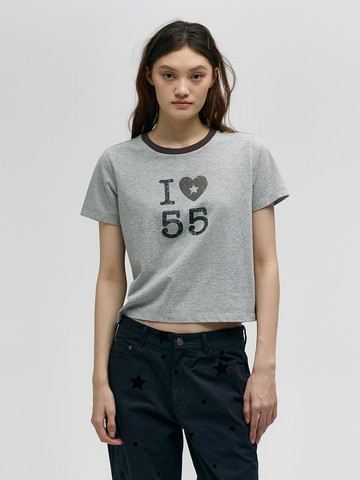 [MARGESHERWOOD] HEART RINGER T-SHIRT [melange grey]