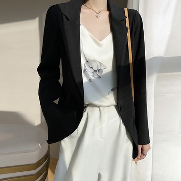 [巴黎精品] 現貨+預購 頂級法式絲質西裝外套緞面上衣名媛絲綢襯衫冰絲涼感天絲西服女外套寬鬆天絲休閒小西裝女外套5色a1be54