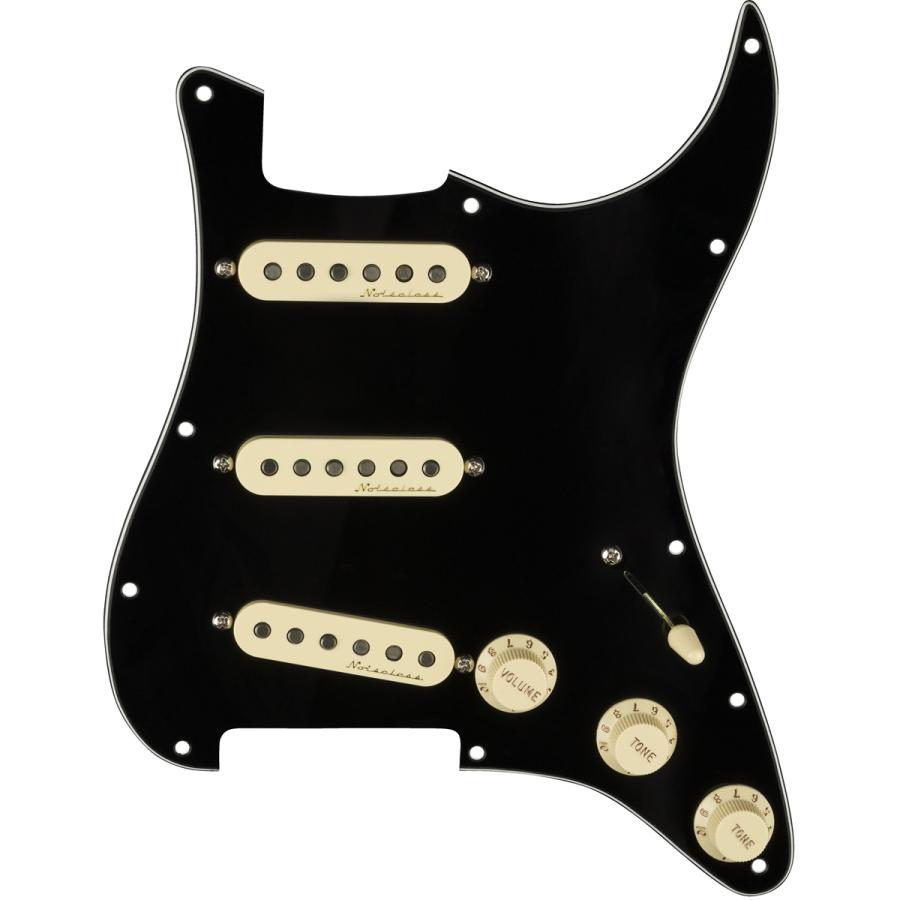 Fender ギターパーツ Pre-Wired Strat Pickguard, Vintage Noiseless SSS, Black