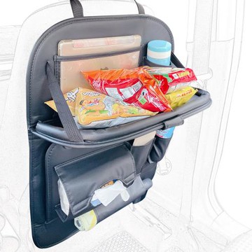 汽車椅背收納袋附收納餐桌 椅背置物袋 防踢墊 汽車收納