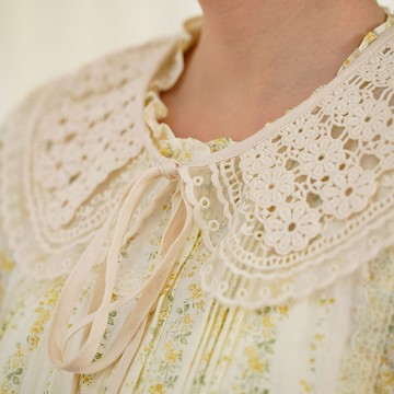 鈎花蕾絲系帶假領121483C