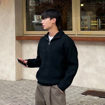 【Ms】韓系美式高領針織polo立領衛衣 大學t 針織衫 毛衣 高領 針織毛衣 秋冬男裝 美式毛衣 韓國大學t 聖誕節毛