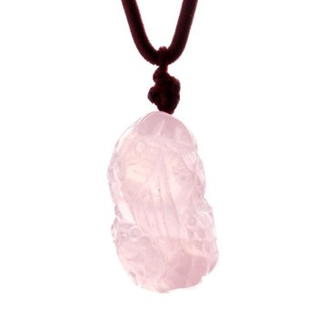 開光 天然粉晶貔貅吊墜 粉水晶貔貅掛墜 粉晶皮丘項鏈 男女款