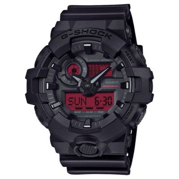 CASIO卡西歐 G-SHOCK黑紅配色雙顯錶(GA-700BBR-1A)