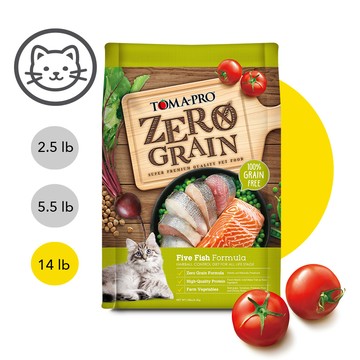 (效期2026.10)【優格】零穀系列-0%零穀5種魚全年齡貓用(化毛配方) 14 磅(貓飼料)