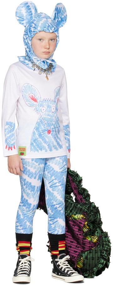 Chopova Lowena SSENSE 独家发售白色 & 蓝色 Fuzzy Mouse 儿童装扮服饰套装