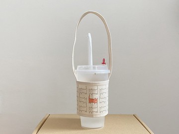 環保帆布水壺袋 貓咪圖飲料提袋 奶茶杯袋