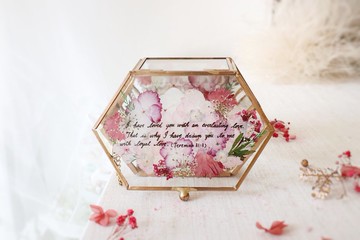 壓花首飾盒飾物盒/生日/婚禮/紀念日禮物/客製化文字