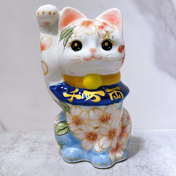 【富櫻吉祥】日本清水燒招財貓 | 色繪 富士櫻