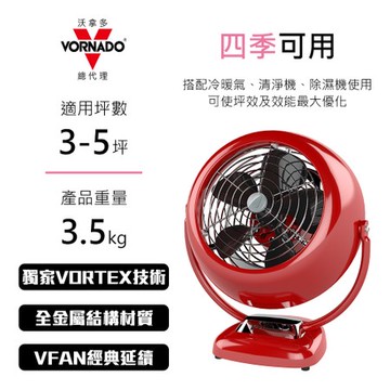 【VORNADO】紅色復古循環機 VF25-TW