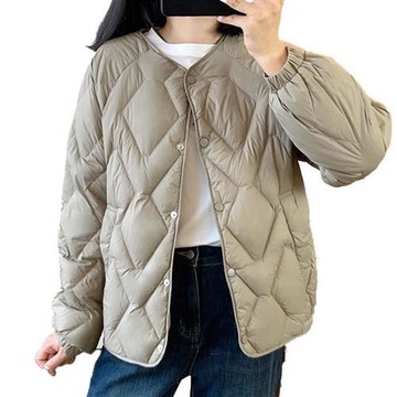 【米蘭精品】現貨+預購 頂級真羽絨外套90%鴨絨羽絨衣秋冬外套保暖上衣大碼休閒女裝-菱格女外套4色74mr44