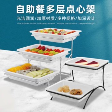 仿陶瓷水果盤歐式雙層三層點心架蛋糕面包托盤創意自助餐品展示架