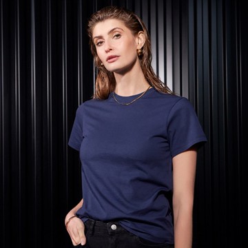 Bread & Boxers Crew-Neck Cotton 純有機棉女用圓領T - 海軍藍