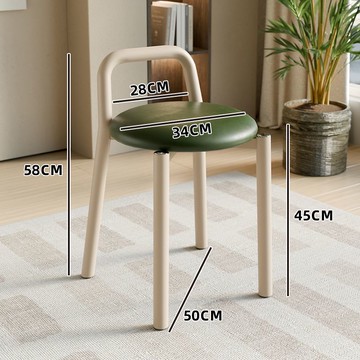 北歐輕奢小圓凳家用餐桌椅子臥室可疊放凳子美甲化妝凳軟包靠背凳