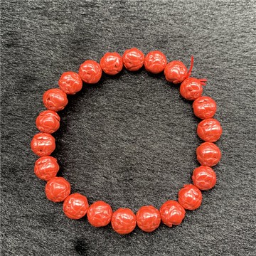 8.6mm帝王砂朱砂蓮花單圈手鏈