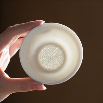 羊脂玉白瓷一體全瓷孔茶漏茶濾茶隔陶瓷茶具配件茶葉過濾網泡茶器