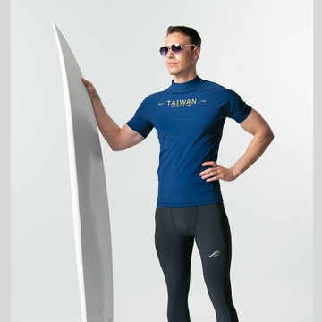 莫妮娜 台灣製 短袖防曬 立領半身水母衣 中性款 浮潛必備 丈青色