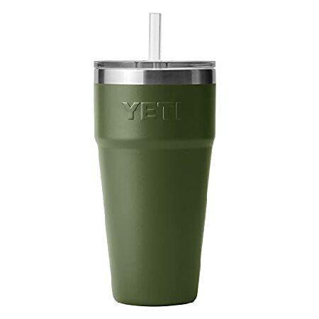 YETI Rambler 26 oz Straw Cup, Vacuum Insulated, Stainless Steel with Straw Lid, Highlands Olive並行輸入品