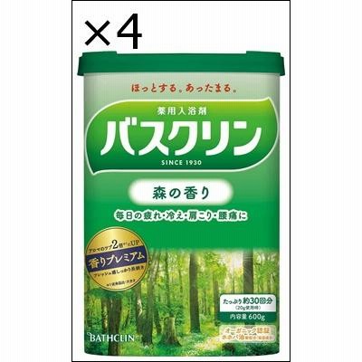 【4個セット】【医薬部外品】バスクリン入浴剤 森の香り600g入浴剤(約30回分) 疲労回復