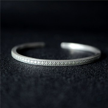 藏傳S925純銀精工雕花手鐲飾品藏傳民族風純銀925女手鐲生日送禮1入