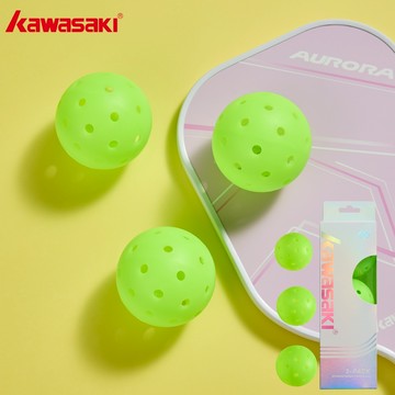 KAWASAKI 川崎 3 球戶外 PickBall C-40 熒光綠(3 件裝)無振動穩定彈跳超耐用