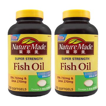 【短效26年6月】Nature Made 萊萃美 Omega-3魚油軟膠囊（200粒）x2瓶