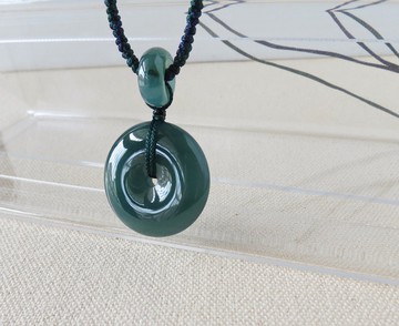 本命年【歲歲平安】冰藍水雪花棉平安扣翡翠絲光編織項鍊SA12招財