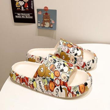 日本卡通印花熊涼拖鞋女EVA一體時尚外穿居家用厚底防滑洗澡ins潮