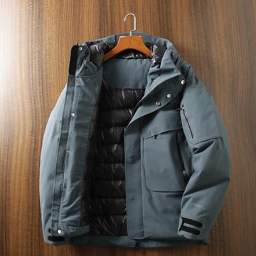 千元級！戶外機能風！90白鴨絨防風防水全天候連帽沖鋒衣羽絨服男