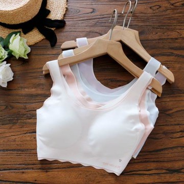 少女內衣發育期初中生無痕乳膠文胸舒適透氣背心薄款防凸點背心