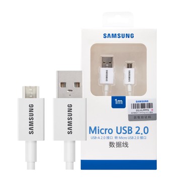 【Samsung 三星】原廠 1M Micro USB 充電線 - 白色 (盒裝)
