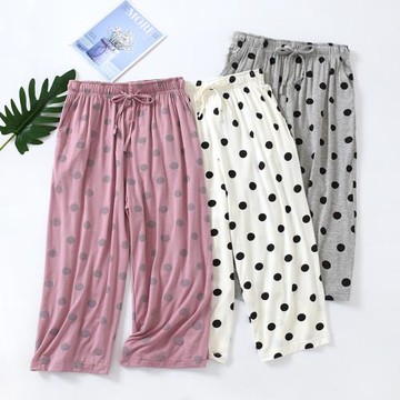 莫代爾睡褲女士七分褲薄款簡約日系冰絲涼感中褲可外穿休閑家居褲