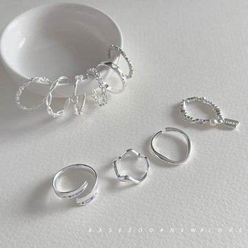 現貨+現貨-優雅法式戒指 銀牌珍珠碎銀彈性戒指【901107】愛心戒指 可調開口戒指  C83 C28 C86 C08