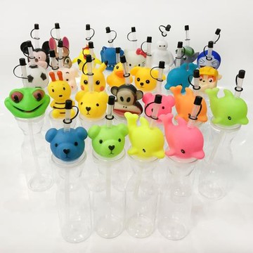 創意塑料帶吸管奶茶飲料果汁卡通動物檸檬超長吸管人氣杯成人兒童