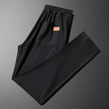 【米蘭精品】冰絲褲運動長褲-輕便素色抗皺休閒男褲子2色74fa31