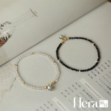 【HERA 赫拉】情侶黑尖晶石+白水晶拉長石手鍊 H115010703