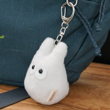 真愛日本 宮崎駿 吉卜力 Q版 龍貓小白 絨毛 造型娃 扣式鎖圈 龍貓 totoro 吊飾 掛飾 鑰匙圈