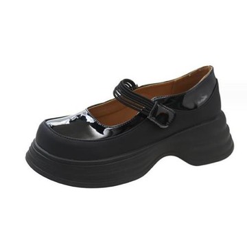 Taroko 英倫風格漆亮皮圓頭粗跟鞋(2色可選)