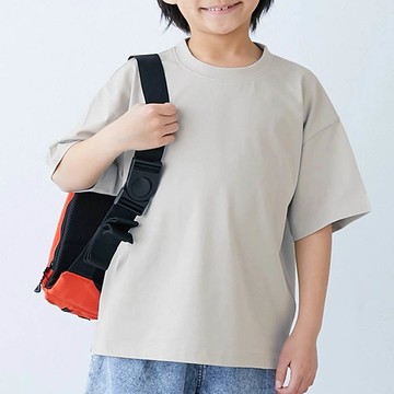 日本 devirock - 接觸涼感 落肩廓形素色短袖上衣-淺灰