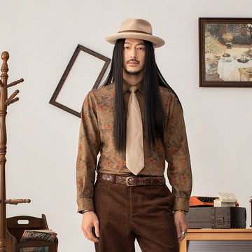 SOARIN英倫復古純棉印花襯衫(2437C343)