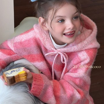 110-170 秋冬選品 ✦ 溫柔夕陽條紋連帽毛衣