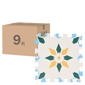 心樂家 復古幾何花磚 巧拼地墊 9片 EVA材質 厚實軟彈 美觀大方  1組