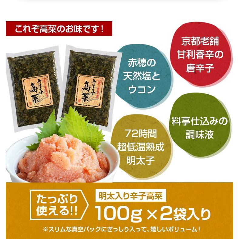 明太辛子高菜 100g×2袋 漬物 明太子×九州高菜 福岡 土産 ご飯のお供 送料無料 お試し ポイント消化 高菜漬 旨さに訳あり [メール便]