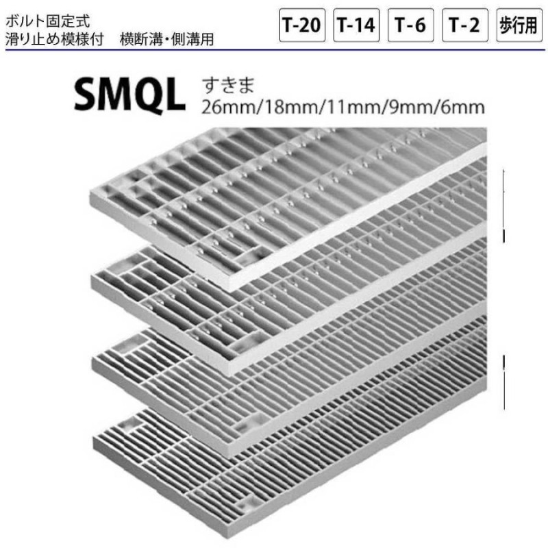 ステンレス製グレーチング カネソウ SMQL13025P=10 ボルト固定式 滑り