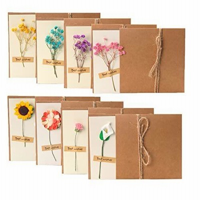 メッセージカード レターセット ミニ8枚+花束8枚付き 便箋 手紙セット おしゃれ かわいい 手作り造花 はがき